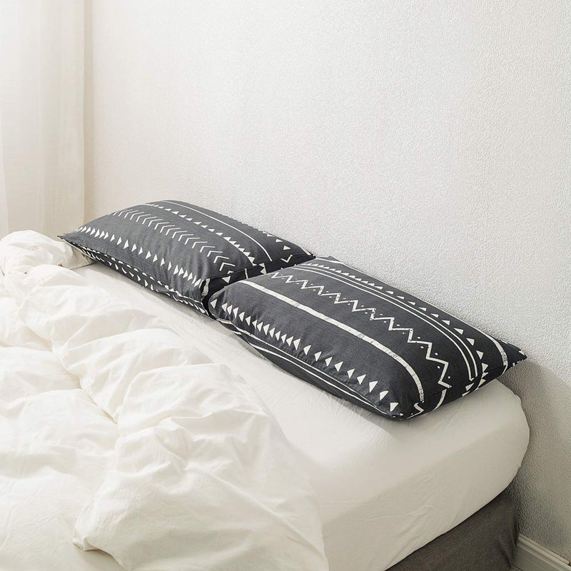 SUSYBAO 100% Cotton Pillowcases King Size Set of 2 Black Aztec Geometric Bed Pillow Covers Envelope Closure End Pillow Protectors Luxury Quality Soft Breathable Comfortable Easy Care, 20 in x 36 in - Image 2